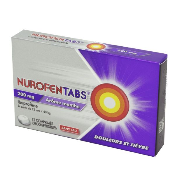 Nurofentabs 200 mg, menthe -12 comprimés orodispersibles