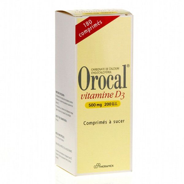 Orocal Vitamine D3 500 mg/200 U.I., 180 comprimés à sucer