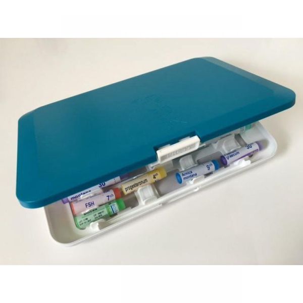 PILBOX HOMEO Turquoise - Boite de Rangement pour Tubes et Doses Homéopathques - Idéal pour les Voyag