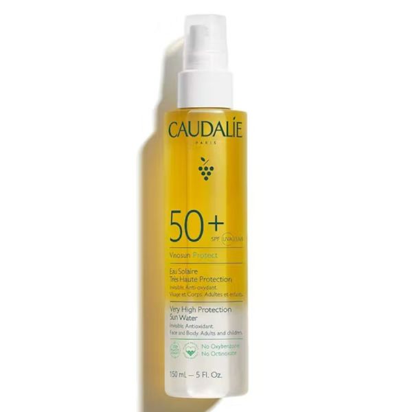 VINOSUN PROTECT Eau Solaire Très Haute Protection SPF50+ 150ml - Visage, Corps, Cheveux - UVA / UVB - Invisible, Anti-rides