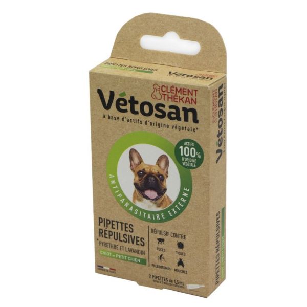 VETOSAN Anti-parasitaire Externe Pipettes Répulsives 2x 1.5ml - Chien dès 4 Mois et -12kg