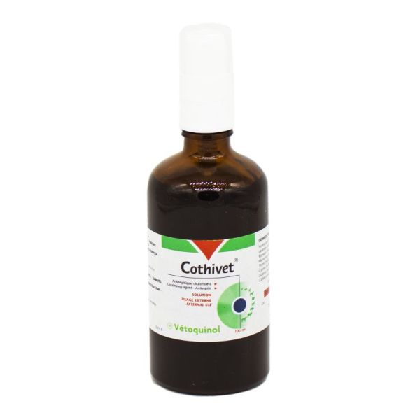 COTHIVET 100ml Antiseptique Cicatrisant - Chiens, Chats, Equins, Bovins, Lapins, Volailles