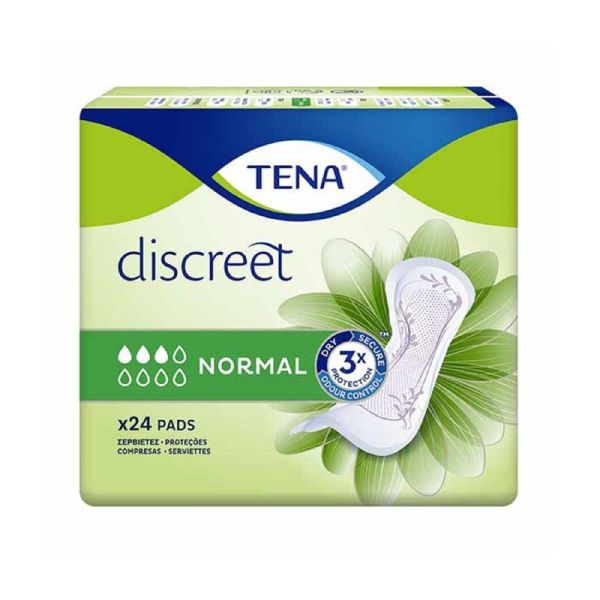 TENA DISCREET Normal Bte/24 - Serviette pour Incontinence Urinaire Légère à Modérée