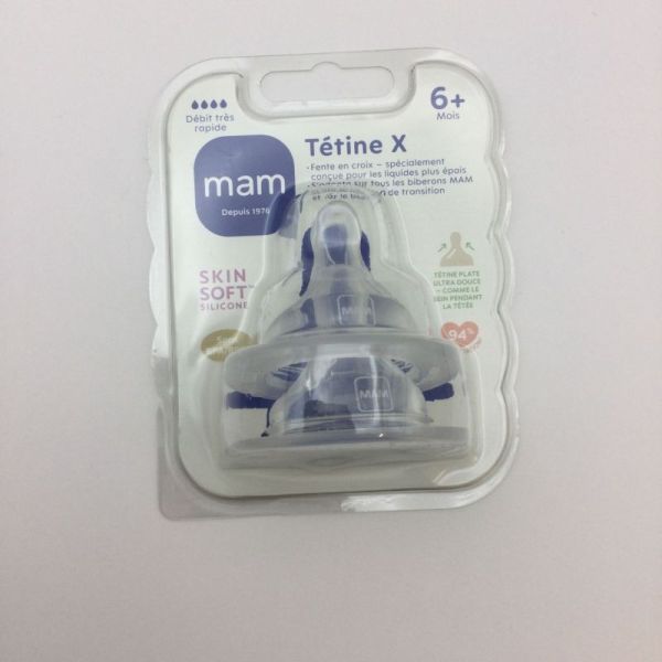 MAM Tétine Débit X (Ultra Rapide) - 6 Mois et + Tétine Plate en Silicone pour Biberon - Sans BPA - B