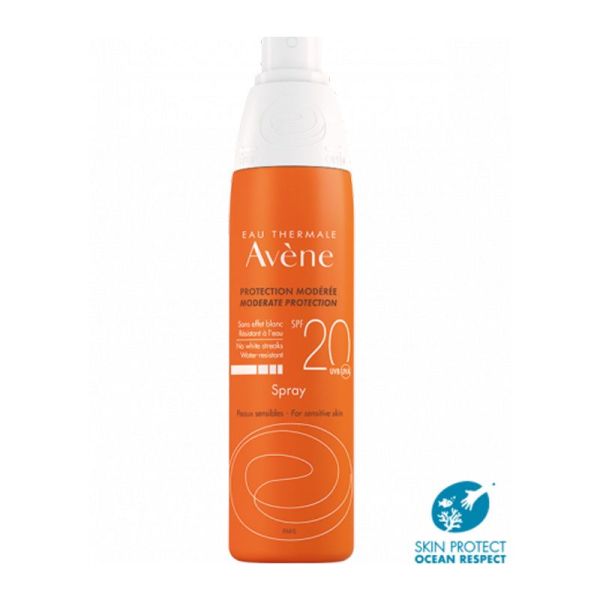 AVENE SOLAIRE - Spray SPF20 Protection Modérée  - Sans Effet Blanc - Spray 200 ml