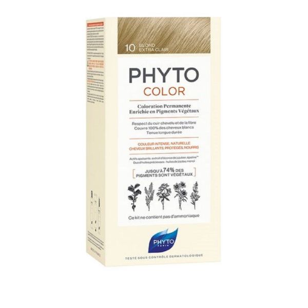 PHYTOCOLOR 10 Blond Extra Clair - Kit de Coloration Permanente Enrichie en Pigments Végétaux