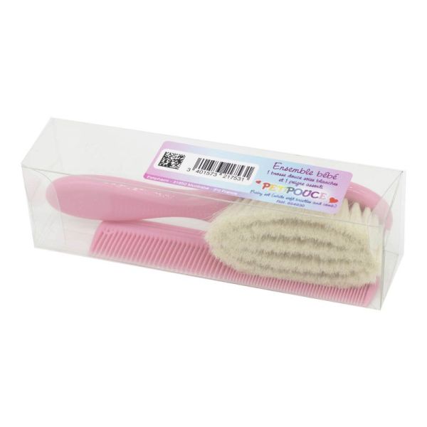 PETITPOUCE Ensemble Bébé - 1 Brosse Douce Cheveux + 1 Peigne assorti