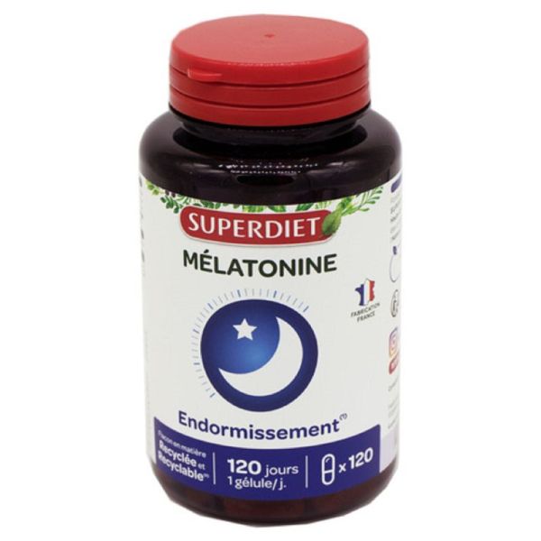 SUPERDIET MELATONINE 120 gélules - Endormissement, Décalage Horaire, Sommeil