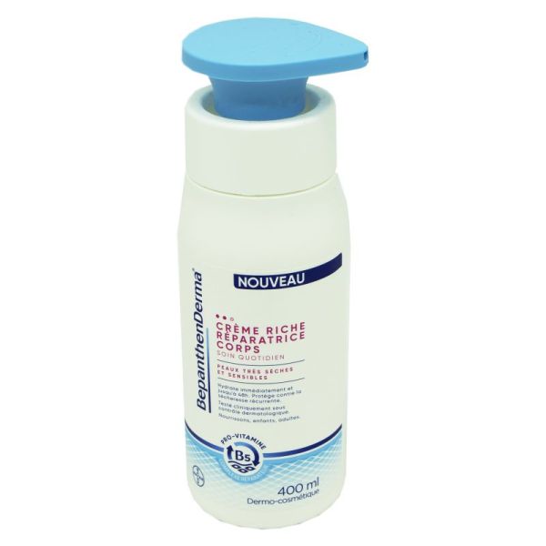 BEPANTHENDerma Crème Riche Réparatrice Corps 400ml - Peaux très Sèches et Sensibles