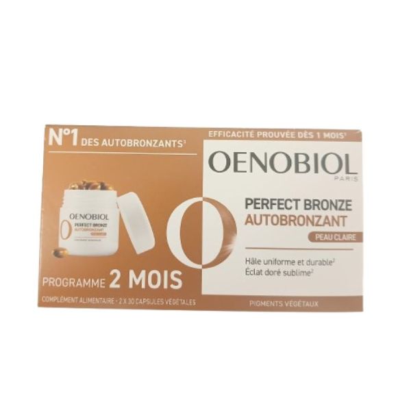 OENOBIOL PERFECT BRONZE Autobronzant Peau Claire Lot de 2x 30 Capsules - Préparateur Solaire, Perfecteur de Bronzage