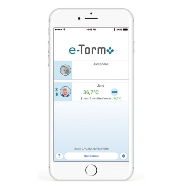 E-TORM Thermomètre Axillaire Connecté TC1 - Enfant de 0 à 7 Ans - 1 Unité