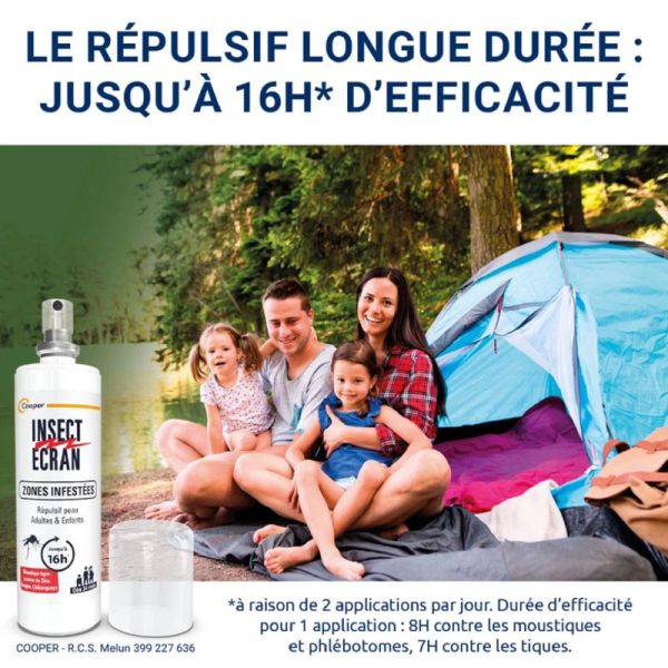 INSECT ECRAN Zones Infestées 50ml - Répulsif Peau Dès 24 Mois - Moustiques Tigres, Tiques, Phlébotomes