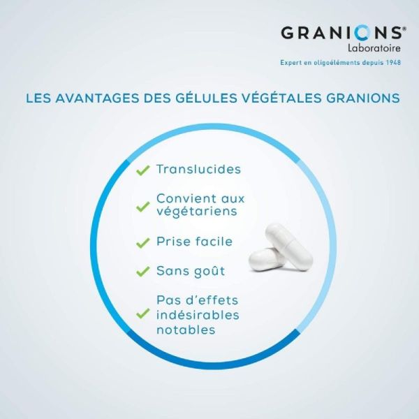 GRANIONS OLIGOELEMENTS Zinc 15mg 60 Gélules - Défenses Immunitaires, Anti-oxydant