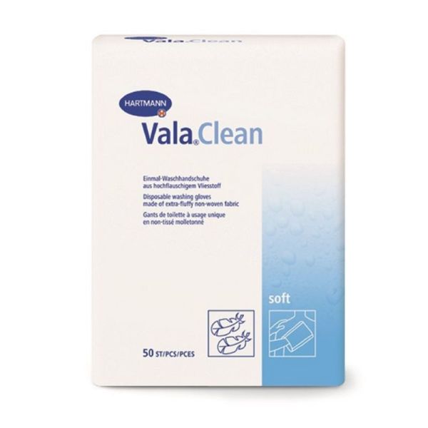 VALACLEAN Soft Gant de Toilette à Usage Unique en Non Tissé - Hygiène Corporelle - Sachet/50