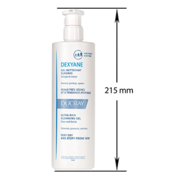 DEXYANE Gel Nettoyant Surgras 400ml Visage et Corps - Peaux Très Sèches, à Tendance Atopique