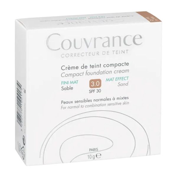 AVENE COUVRANCE Crème de Teint Compacte 3.0 Fini Mat Sable SPF30 - Poudrier/10g