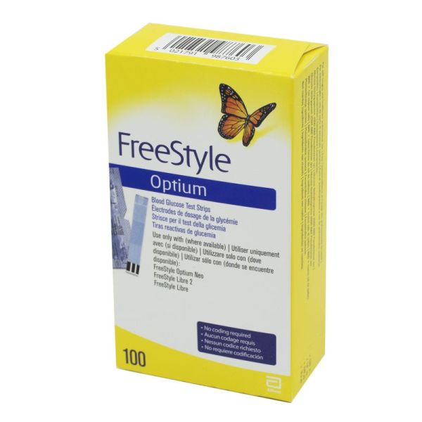 FREESTYLE Optium - Bandelettes Réactives de Dosage Glycémie - Bte/100 électrodes - ABBOTT