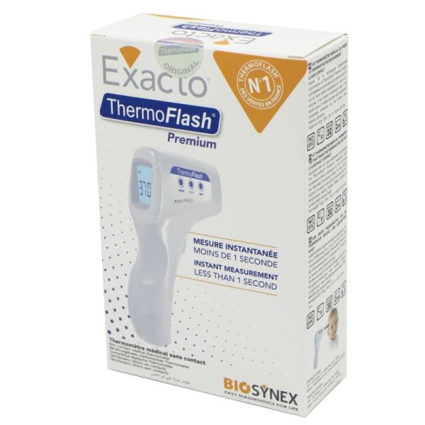 EXACTO THERMOFLASH PREMIUM - Thermomètre Frontal Infrarouge sans Contact - 1 Unité