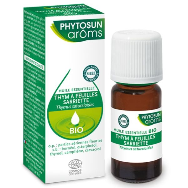 Huile essentielle Bio THYM A FEUILLES DE SARRIETTE - Thymus satureioides - Fl/10 ml - PHYTOSUN AROMS