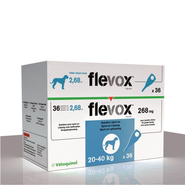 FLEVOX 268mg Chien 20 à 40kg - Pipettes 36x 2.68ml - Spot On Antiparasitaire