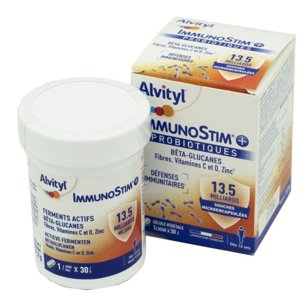 ALVITYL IMMUNOSTIM+ PROBIOTIQUES 30 Gélules - 13.5 Milliards de Souches Micro-Encapsulées