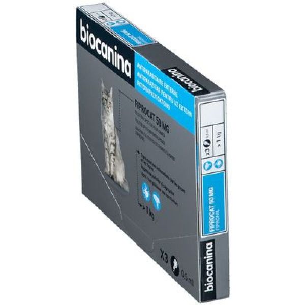 BIOCANINA FIPROCAT 50mg Chats Spot On au Fipronil - 3 pipettes - 3700454550010
