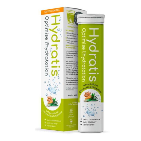 HYDRATIS Citronnelle et Gingembre 20 Pastilles Effervescentes - Optimise l' Hydratation