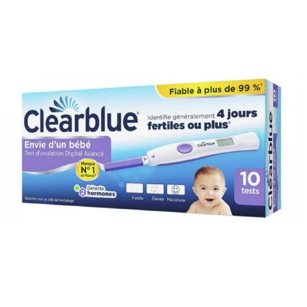 CLEARBLUE 10 Tests d' Ovulation Digital Avancé - Lecture avec 2 Hormones