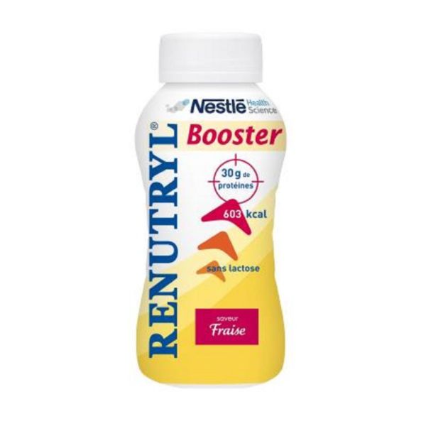 RENUTRYL BOOSTER Fraise - Complément Nutritionnel 600 Kcal - Lot de 4 - Bouteille/300ml x4 - NESTLE