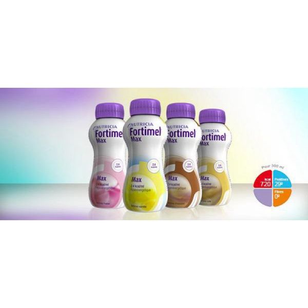 FORTIMEL MAX Fraise HP/HE - Complément Nutritionnel Hyper Protidique et Hyper Energétique en Cas de