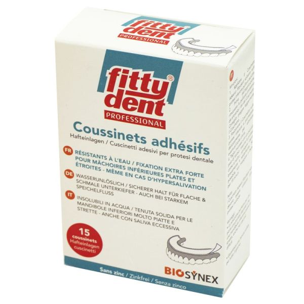 FITTYDENT PROFESSIONAL 15 Coussinets Adhésifs - Fixation pour Appareil/Prothèse Dentaire Inférieur