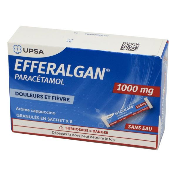 Efferalgan 1000 mg Cappuccino, granulés - 8 sachets