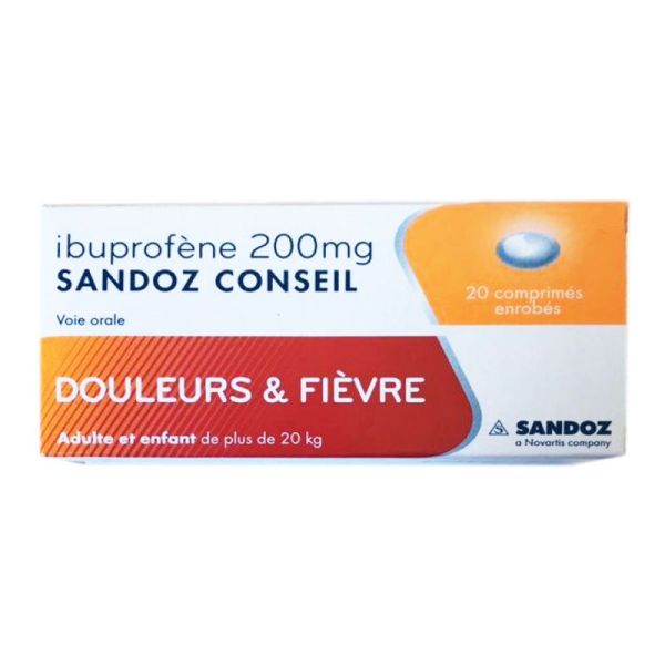 Ibuprofène Sandoz Conseil 200 mg, 20 comprimés