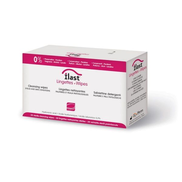 ILAST LINGETTES WIPES Bte/20 - Lingette Nettoyante pour Paupière et Peau Allergique ou Pathologique