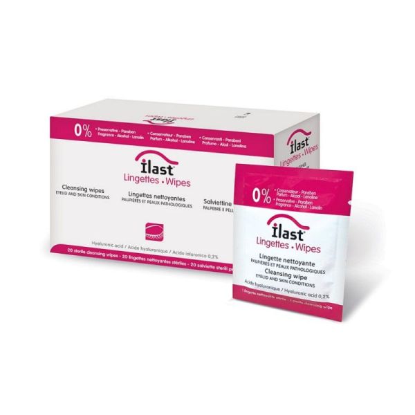 ILAST LINGETTES WIPES Bte/20 - Lingette Nettoyante pour Paupière et Peau Allergique ou Pathologique