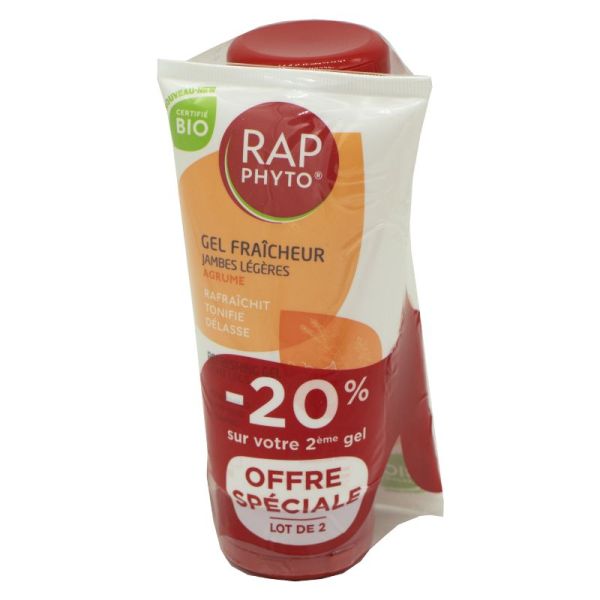 RAP PHYTO BIO Gel Fraîcheur Jambes Légères Agrume Lot de 2x 150ml - Rafraîchit, Tonifie, Délasse