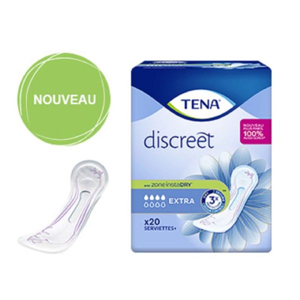 TENA DISCREET Extra Bte/20 - Serviette pour Incontinence Urinaire Modérée