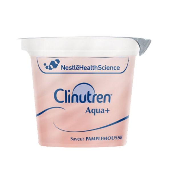 CLINUTREN Aqua + Pamplemousse - Eau Gélifiée Aromatisée - Troubles de la Déglutition - 4x Cup/125g