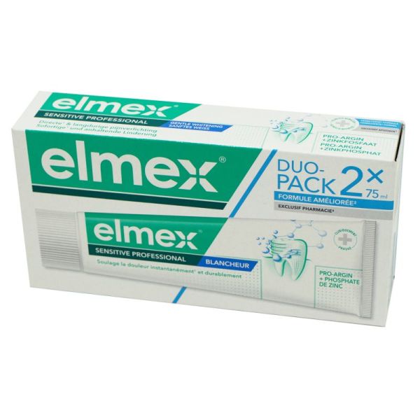 ELMEX SENSITIVE PROFESSIONNAL Blancheur Lot de 2x 75ml - Dentifrice Fluoré Dents Sensibles