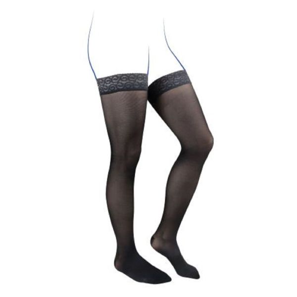 VENOFLEX Secret Noir - Bas Cuisse de Contention Anti Glisse Femme Classe 2 - 15-20 mmHg / 20.1-27 hPa