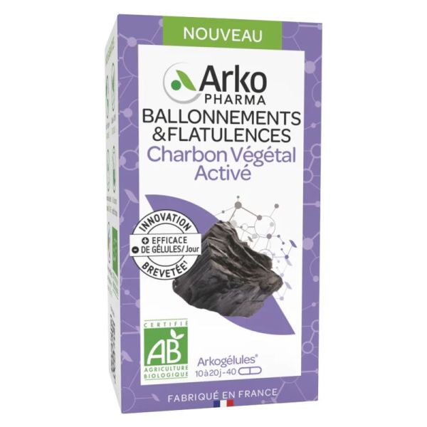 ARKOGELULES BIO Charbon Végétal Activé - Bte/40 - Confort Digestif, Ballonnements Intestinaux