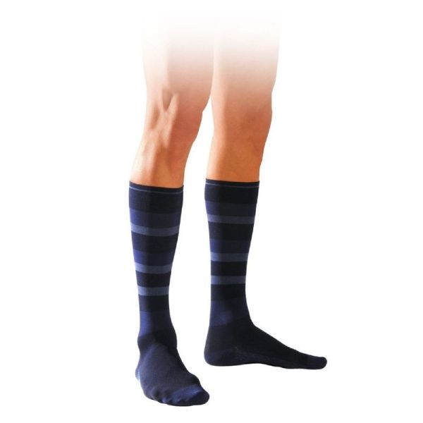 SIGVARIS STYLES MOTIFS RAYURES Chaussettes COBALT - Contention Homme Classe 2