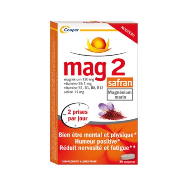 MAG 2 SAFRAN 30 Comprimés - Bien-Etre Mental et Physique, Humeur Positive