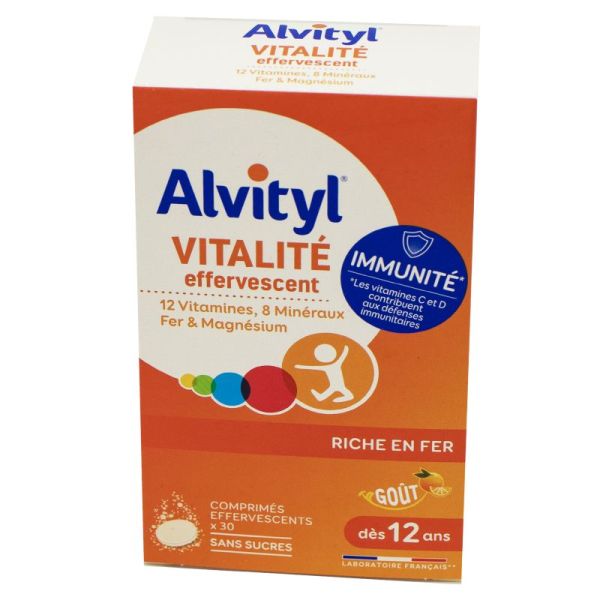 ALVITYL VITALITE 30 Comprimés Effervescents - Dès 12 Ans -  12 Vitamines, 10 Minéraux
