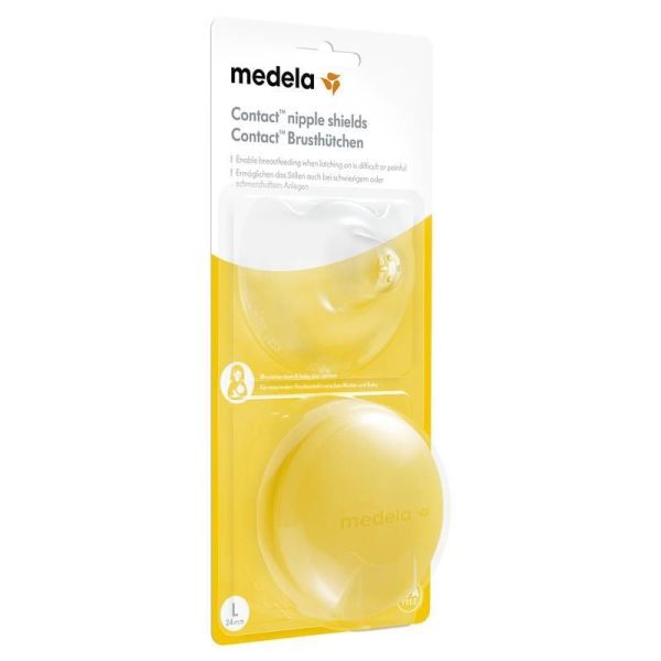 MEDELA Bout de Sein CONTACT Silicone - Taille L (24mm) - Lot/2 + 1 Boite de Rangement