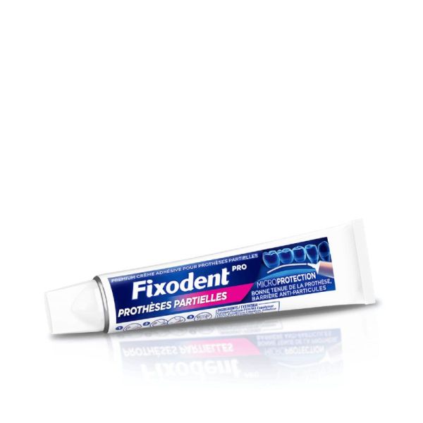 FIXODENT Pro Micro Protection Prothèses Partielles 40g - Crème Adhésive Premium