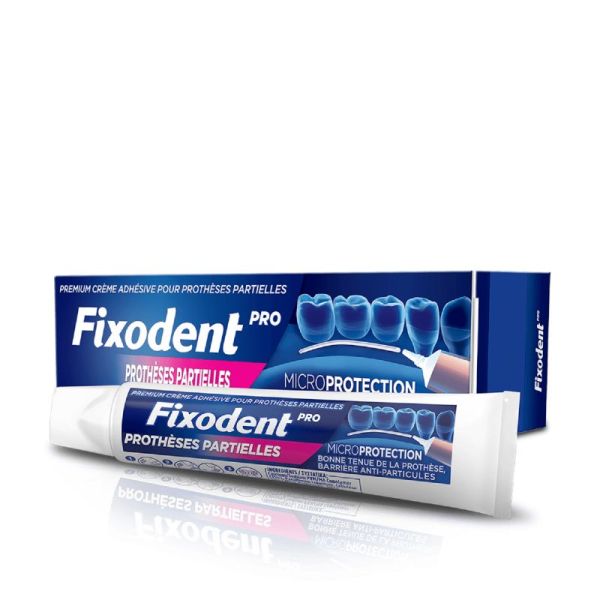 FIXODENT Pro Micro Protection Prothèses Partielles 40g - Crème Adhésive Premium