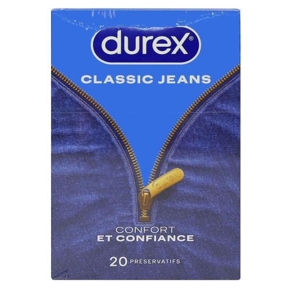 DUREX Classic Jeans 20 préservatifs lubrifiés confort et confiance