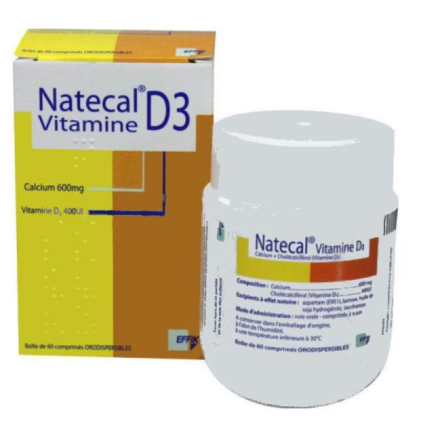 NATECAL VITAMINE D3, 600 mg/400 UI,  60 comprimés orodispersibles