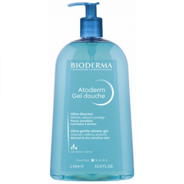 BIODERMA Atoderm Gel Douche 1 Litre sans Savon - Nettoyant Ultra Douceur - Peaux Sensibles Normales à Sèches